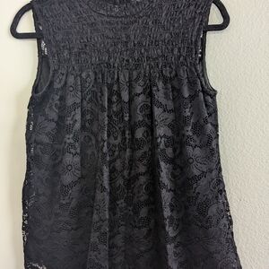Adiva Black Lace Sleeveless Blouse